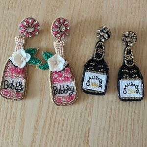 Beaded Champagne Bottle Earrings Set